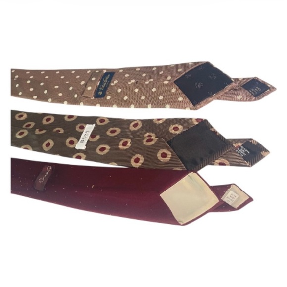 Bundle of 3 Designer Ties - Oscar de la Renta, Hugo Boss & Brooks Brothers - Picture 2 of 3